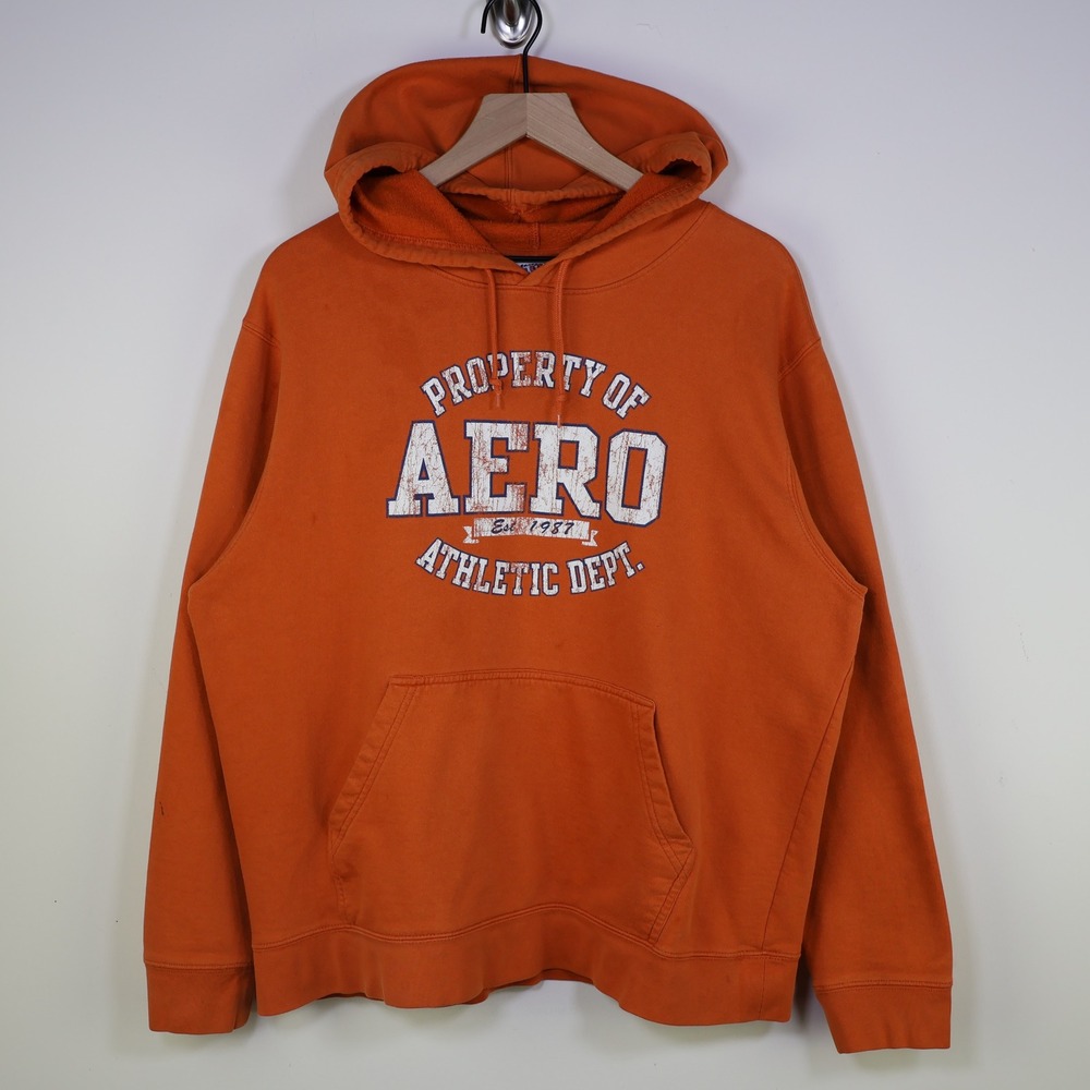 Y2K Aeropostale Athletic Dept Hoodie XL Collegiate Orange Cotton Pullover